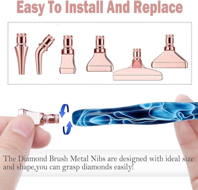 Heyseri Diamond Art Pens Tools, Ergonomic Diamond Painting Pen Kits with Steel Metal Tip, Art Tool Accessories Drill Bead Dot Pens for 5D Diamonds Paint (Blue-Gold) - Image 4